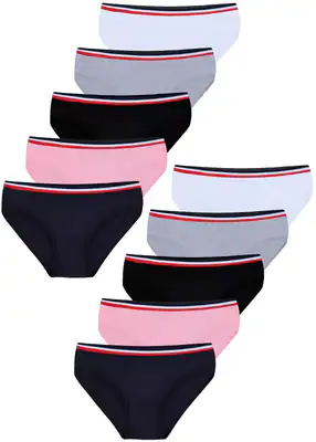 10 Mädchen Slips Unterhosen Unterwäsche Panty Kinder Baumwolle Hipster Streifen – neu – Sonstiges – überwiegend weiß – Foto…