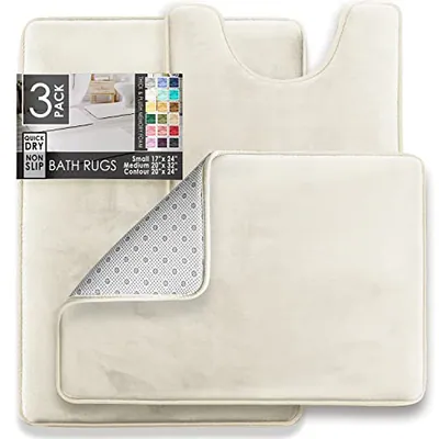 CLARA CLARK 3-TEILIGES BADVORLEGER BADEMATTEN-SET, SAMT MEMORY FOAM BADEWANNE - – neu – Möbel – überwiegend weiß – Foto 1…