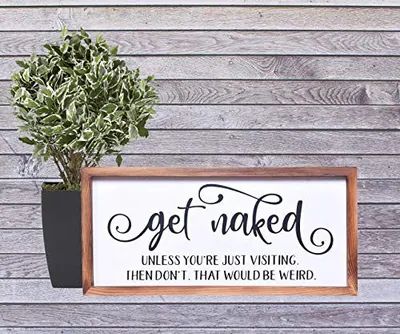 ATHENA'S ELEMENTS LUSTIGE BADEZIMMERDEKO - GET NAKED SCHILD FÜR - WEISS/BRAUN – neu – Sonstiges – Foto 1 von 5