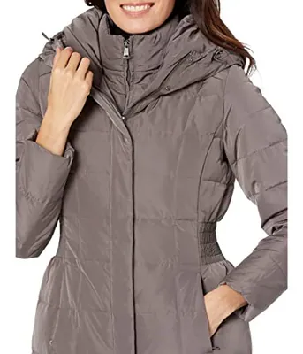 COLE HAAN DAMEN TAFT DAUNENMANTEL MIT LATZ VORNE UND DRAMATISCHER KAPUZE - - – neu – Damenmode – überwiegend grau – Foto 1…