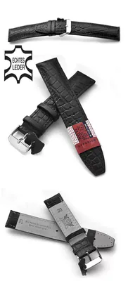 20mm Echt Leder Uhrenarmband CAVADINI ausgezeichnet Qualität Kroko-Optik schwarz – neu – Uhren & Schmuck