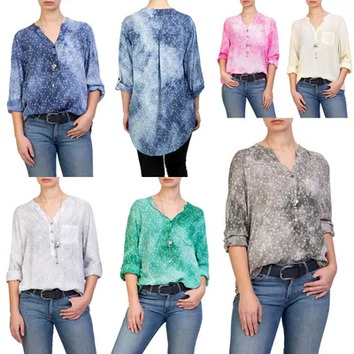Damen Bluse SterneTunika Hemd Fischerhemd ITALY MODA 36 38 40 42 Shirt Top One – neu – Damenmode – überwiegend weiß – Foto…