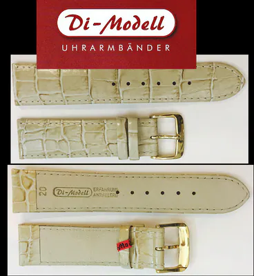 20 mm Hochwertiges Echt-Leder Uhrenarmband von DI-MODELL, anti-allergisch,beige – neu – Uhren & Schmuck