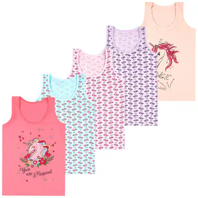 5 Mädchen Unterhemden Spagettiträger Tank Top Baumwolle Kinder Unterwäsche – neu – Sonstiges – überwiegend weiß – Foto 1…