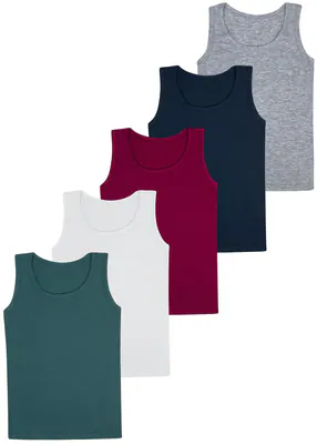 5 Jungen Unterhemden Baumwolle Tank Top Kinder Knaben Unterhemd Shirt 92-158 – neu – Sonstiges – überwiegend weiß – Foto 1…