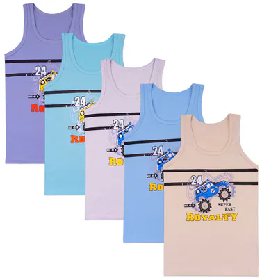 5 Jungen Unterhemden Baumwolle Tank Top Kinder Knaben Unterhemd Shirt Rallye – neu – Sonstiges – überwiegend weiß – Foto 1…