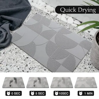 Ude-Licate Stone Badematte, Kieselgur Badematte Stein, super saugfähig - – neu – Möbel – überwiegend weiß – Foto 1 von 5