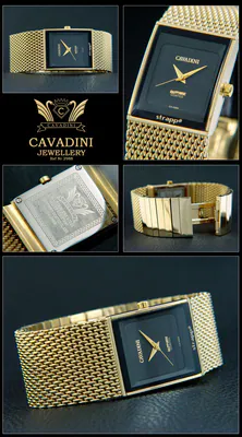 Cavadini Strapp Herrenuhr Massiv Edelstahl mit Milanaise Band vergoldet CV-2988 – gebraucht, wie neu – Uhren & Schmuck