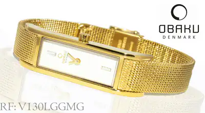 OBAKU V159LXGIMG schmale Damenuhr Edelstahl vergoldet mit Milanaise Band – gebraucht, wie neu – Uhren & Schmuck – Foto 1…
