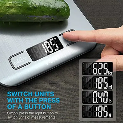 VONT MILO KÜCHE LEBENSMITTEL DIGITALE WAAGE SCHÖNER LCD-BILDSCHIRM 5 MESSUNGEN - – neu – Möbel – überwiegend schwarz – Foto…