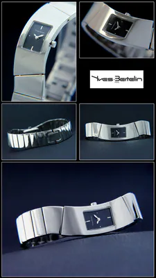 Hübsche Damen Designer Armbanduhr Yves Bertelin, geschwungenes Edelstahlband – neu – Uhren & Schmuck – überwiegend schwarz