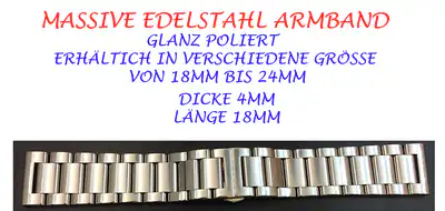 massives Edelstahl Uhrenarmband poliert Dicke ca. 4 mm Butterfly-Schliesse – neu – Uhren & Schmuck – überwiegend weiß…