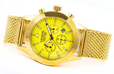 Blue Eagle Chronograph Cavadini CV-555 Herrenuhr vergoldet 40mm Saphirglas gelb – gebraucht, wie neu – Uhren & Schmuck…