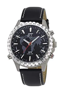 ETT Eco Tech Time GPS Quarz Weltzeit Herrenuhr Titan Analog mit Leder EGTB-10424 – neu – Uhren & Schmuck – überwiegend weiß