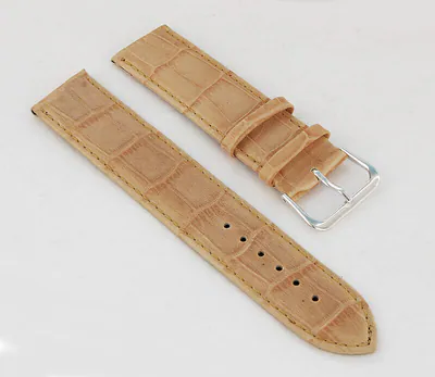 20 mm Echtes Leder Uhrenarmband Diloy Alu-Schließe, Kroko-Prägung, beige – neu – Uhren & Schmuck – Foto 1 von 2