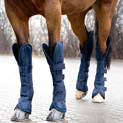 HORZE Pferde Versandstiefel 4er Set - Peacoat dunkelblau - Pony – neu – Reitsport – Foto 1 von 5