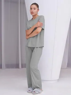 TALMONT DAMEN PYJAMA SET KURZARM 2 TEILIG OUTFITS LOUNGE SET O-AUSSCHNITT - – neu – Damenmode – überwiegend weiß – Foto 1…