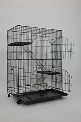 Homey Pet-36 dreistufiger Katzenkäfig mit ausziehbarem Tablett, Schlafplattform – neu – Sonstiges – überwiegend silber…