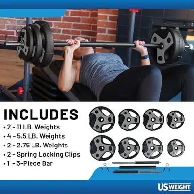 US GEWICHTSHANTELSET FÜR HOME GYM - LANGHANTEL - SCHWARZ/GRAU – neu – Sonstiges – Foto 1 von 5