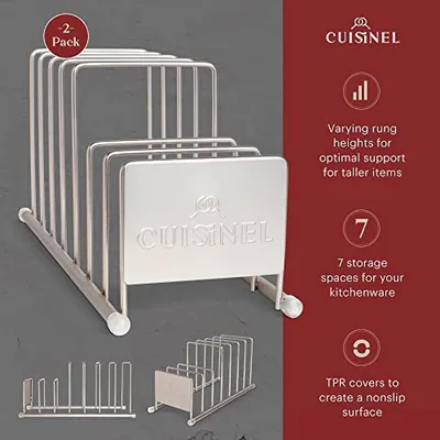 CUISINEL DECKEL UND GESCHIRR ORGANIZER RACK - 2ER PACK SATIN NICKEL KÜCHE - – neu – Möbel – überwiegend grau – Foto 1 von 5