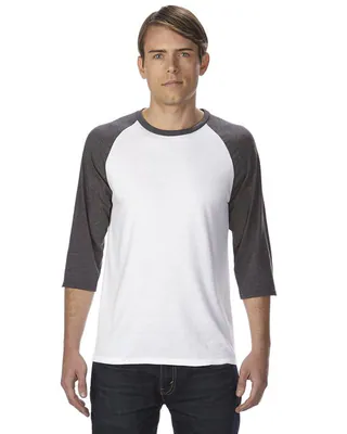 Anvil 6755 Erwachsene Tri-Blend 3/4-Ärmel Raglan T-Shirt – neu – Herrenmode – überwiegend weiß – Foto 1 von 4