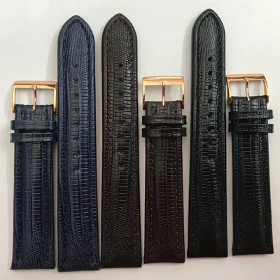 20mm Di-Modell Uhrenarmbänder Leder moderne Eidechse Präg.-schwarz,Blau,Braun – neu – Uhren & Schmuck – Foto 1 von 5