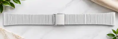 18 mm Weisses Feines Edelstahl Uhrenarmband Vintage Rarität 80er/90er Jahre – gebraucht, wie neu – Uhren & Schmuck – Foto 1…
