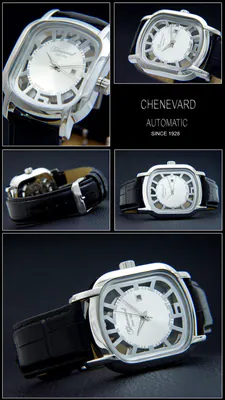 Swiss made Handaufzug Herrenuhr Skelleton CHENEVARD since 1928 Edelstahl Tonneau – gebraucht, wie neu – Uhren & Schmuck…
