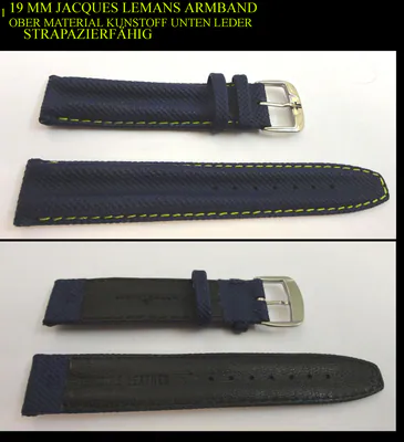 19 mm Jacques Lemans Uhrenarmband marineblau mit gelber Naht – neu – Uhren & Schmuck