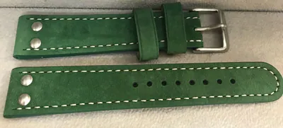 22 mm Uhrenarmband Echt Leder grün, Top-Qualität, Velour-Leder – neu – Uhren & Schmuck – Foto 1 von 2