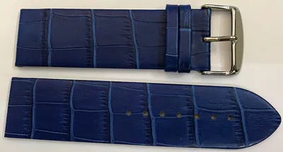 26mm Bandco Echt Leder Uhrenarmband, Kroko-Prägung blau, Stahlschließe ohne Naht – neu – Uhren & Schmuck – Foto 1 von 2