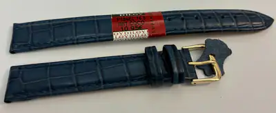 16 mm XL Echtes Leder Uhren Armband Extra lang vergoldet Alu schliesse – neu – Uhren & Schmuck – Foto 1 von 3