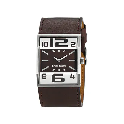BRUNO BANANI Herrenuhr Gents BR21000 BRIX Edelstahl Lederband braun 36 mm – gebraucht, wie neu – Uhren & Schmuck