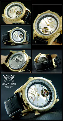 CAVADINI Automatikuhr Herrenuhr Gangreserve Edelstahl plattiert CV-780 – neu – Uhren & Schmuck – überwiegend schwarz