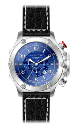 Chronograph CAVADINI Herrenuhr Jumbo Edelstahl CV-1081 55 mm blau-silber – gebraucht, wie neu – Uhren & Schmuck – Foto 1…