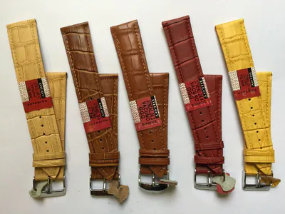 24 mm XL Uhrenarmbänder Echt Leder Extra-lang DILOY Krokoprägung braun blau grün – neu – Uhren & Schmuck – Foto 1 von 5