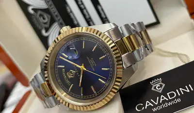 LEONARDO CAVADINI Herrenuhr massiv Edelstahl bi-color Zifferblatt blau CV-331JDD – gebraucht, wie neu – Uhren & Schmuck…