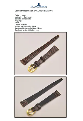 12 mm Echt Leder Uhrenarmband JACQUES LEMANS dunkelbrau sehr fein – gebraucht, wie neu – Uhren & Schmuck – überwiegend weiß