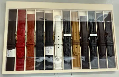 20mm Konvolut 12 Stück Leder Uhrenarmbänder sortiert – gebraucht, wie neu – Uhren & Schmuck – überwiegend schwarz – Foto 1…