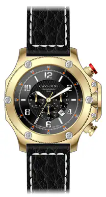 Chronograph CAVADINI Herrenuhr Jumbo Edelstahl CV-1081 55 mm schwarz-Gold – gebraucht, wie neu – Uhren & Schmuck – Foto 1…