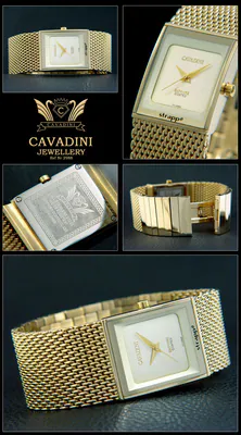 Cavadini Strapp Herrenuhr Massiv Edelstahl mit Milanaise Band vergoldet CV-2988 – gebraucht, wie neu – Uhren & Schmuck