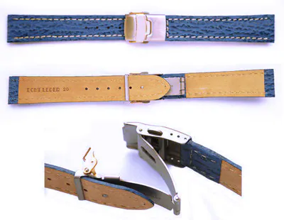 18 mm ECHTES-LEDER QUALITÄT UHRENARMBAND FALTSCHLIESSE HAIFISCH PRÄGUNG NEU – neu – Uhren & Schmuck – überwiegend weiß
