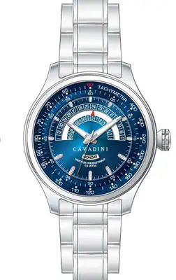 Cavadini Designer Fliegeruhr Herrenuhr Edelstahl blau silber Kalender CV-1000 – gebraucht, wie neu – Uhren & Schmuck – Foto…