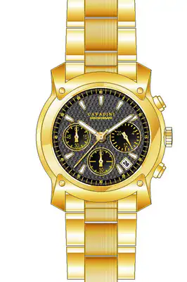 CAVADINI Herrenuhr Chronograph CV-920 10 Bar Schwarz Edelstahl IP-vergoldet – gebraucht, wie neu – Uhren & Schmuck – Foto 1…