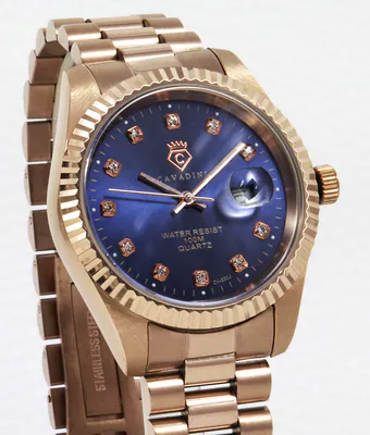 CAVADINI Herrenuhr LEONARDO massiv Edelstahl IPG-rose-gold Lupe Schraubkrone – gebraucht, wie neu – Uhren & Schmuck