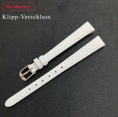 10 mm Echtes-Leder Uhrenarmband Di-Modell Weiß Klipp-Verschluss Dornschließe – neu – Uhren & Schmuck – Foto 1 von 3