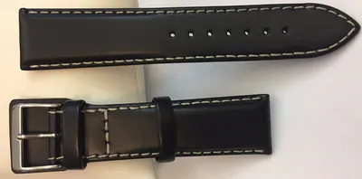 22 mm Uhrenarmband schwarz, feinstes Leder, handgearbeitet, mit Unterlage, Luxus – neu – Uhren & Schmuck – Foto 1 von 2