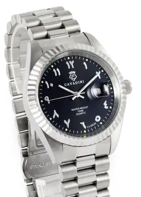 CAVADINI Herrenuhr CV-330JN Datum Edelstahl Indisch-Arabische Zahlen schwarz – gebraucht, wie neu – Uhren & Schmuck – Foto…