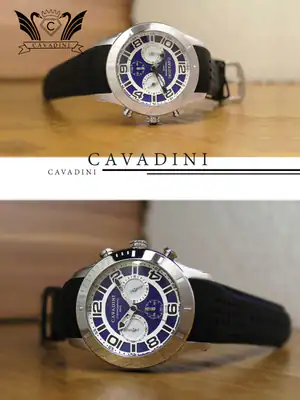 Herrenuhr Chronograph Cavadini Sport DEEP OCEAN Silikonband CV-1116 blau – gebraucht, wie neu – Uhren & Schmuck