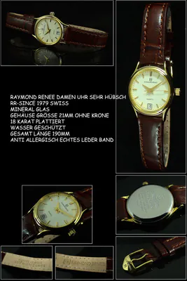 Klassische Damenuhr mit Lederband vergoldet Oldstyle 22mm Cavadini mit Datum – gebraucht, wie neu – Uhren & Schmuck